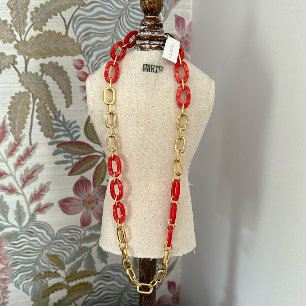 NWT Talbots Red and Gold necklace